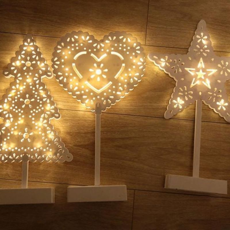 Bateriový Hvězdný Vánoční Stromeček Srdce Led Noční Světlo Stolní Lampa Domácí Dekorace
