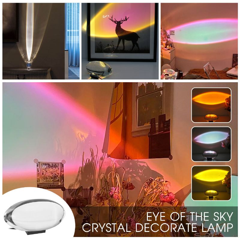 Crystal Sunset Projection Lampa Dekorace Podlaha Ložnice Noční Světlo Atmosféry