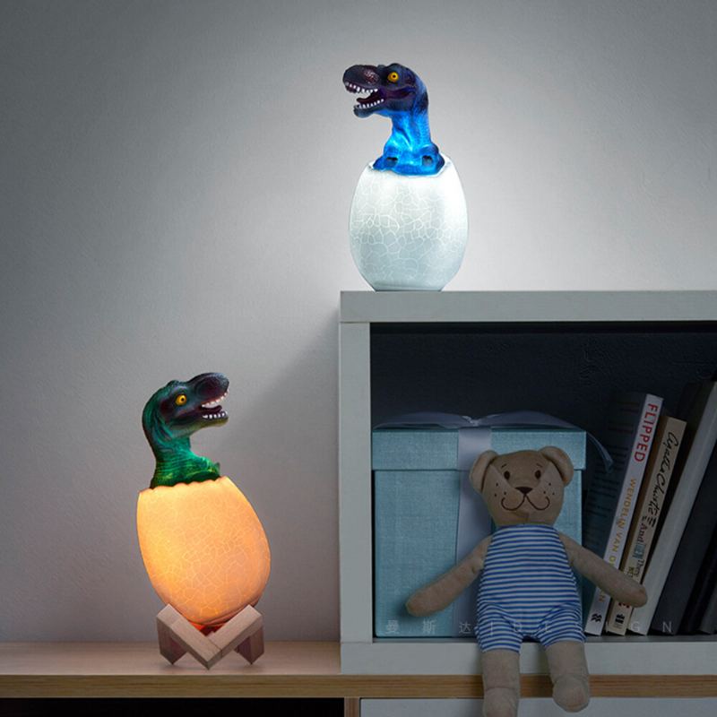 Dinosauří Lampa 3d Tisk Noční Světlo Dobíjecí 3barevné/16barevné Indukční Stolní Lampy Dekorace Dárek Pro Děti Dálkové Led