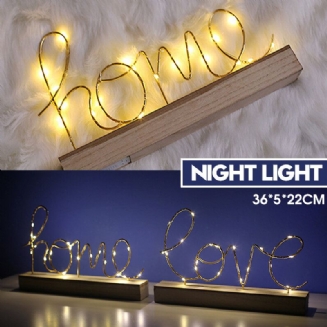 Dřevěné Mini Led Noční Světlo Home Love Stolní Dopisní Lampa Party Decor