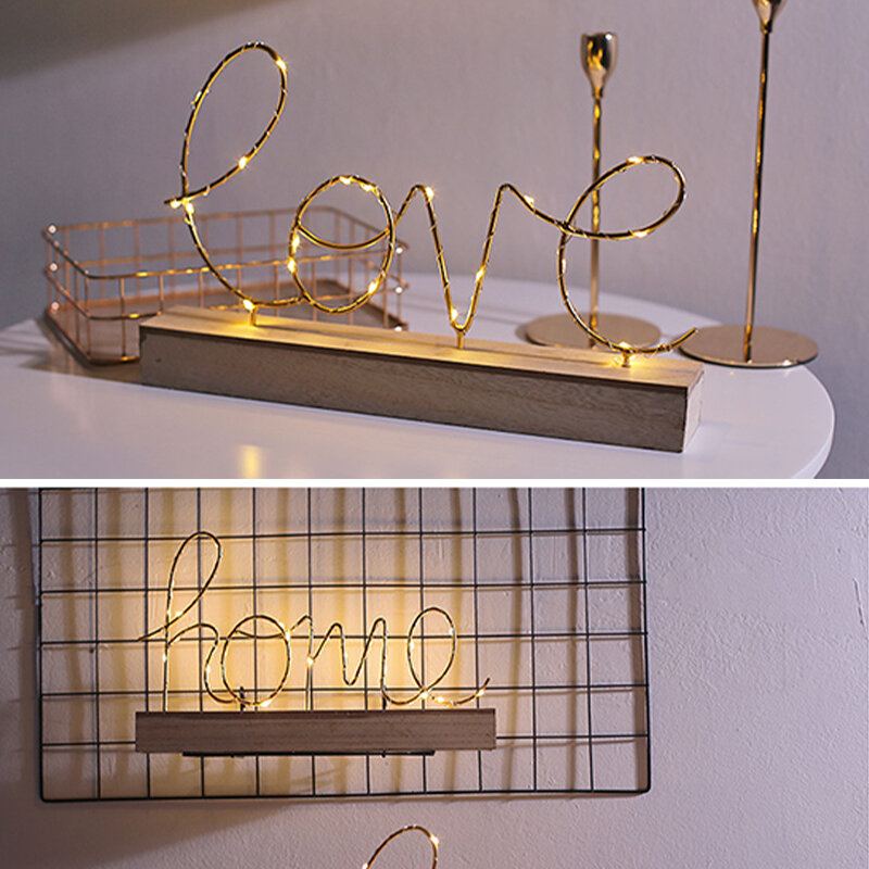 Dřevěné Mini Led Noční Světlo Home Love Stolní Dopisní Lampa Party Decor