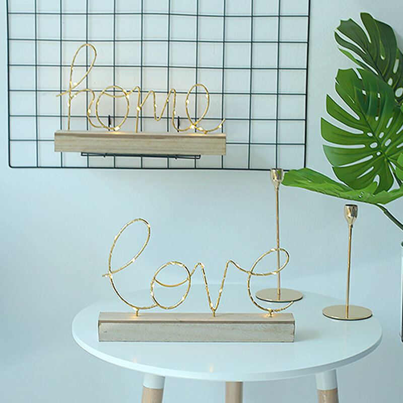 Dřevěné Mini Led Noční Světlo Home Love Stolní Dopisní Lampa Party Decor