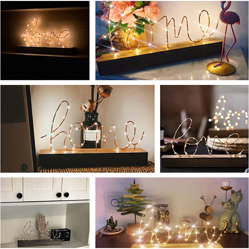 Dřevěné Mini Led Noční Světlo Home Love Stolní Dopisní Lampa Party Decor