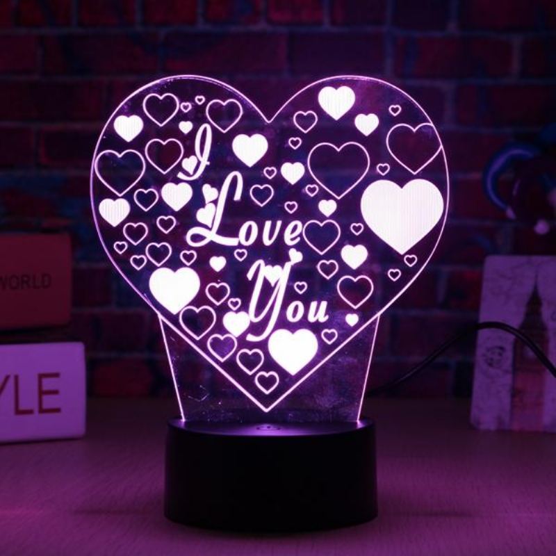 Led 3d Barevné I Love You Night Light Dálkové Ovládání S Dotykovým Senzorem Stolní Lampa