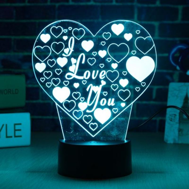 Led 3d Barevné I Love You Night Light Dálkové Ovládání S Dotykovým Senzorem Stolní Lampa