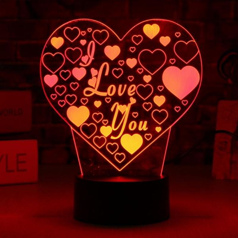 Led 3d Barevné I Love You Night Light Dálkové Ovládání S Dotykovým Senzorem Stolní Lampa