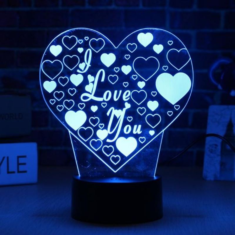 Led 3d Barevné I Love You Night Light Dálkové Ovládání S Dotykovým Senzorem Stolní Lampa