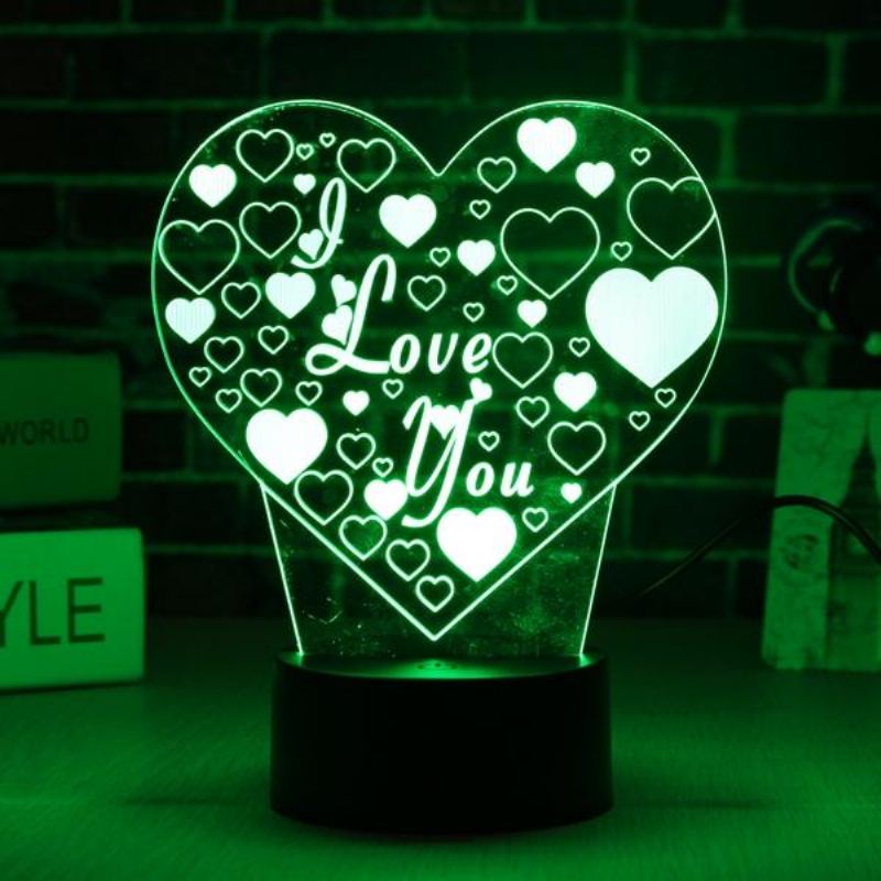 Led 3d Barevné I Love You Night Light Dálkové Ovládání S Dotykovým Senzorem Stolní Lampa