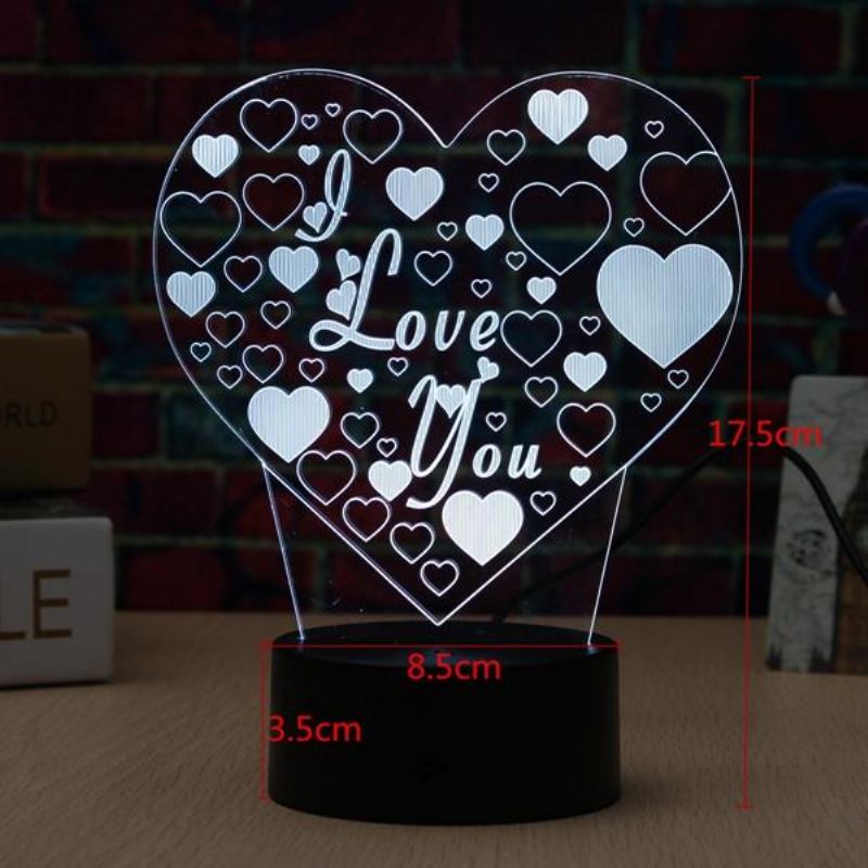 Led 3d Barevné I Love You Night Light Dálkové Ovládání S Dotykovým Senzorem Stolní Lampa