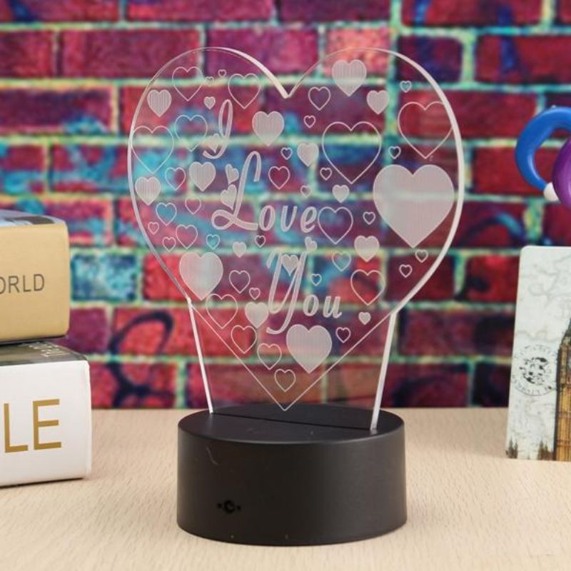 Led 3d Barevné I Love You Night Light Dálkové Ovládání S Dotykovým Senzorem Stolní Lampa