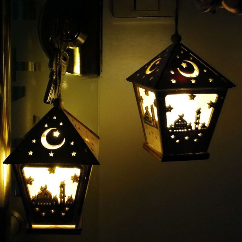 Led Diy House Wooden Lamp Festival Dekorativní Noční Světlo Eid Mubarak Ramadan