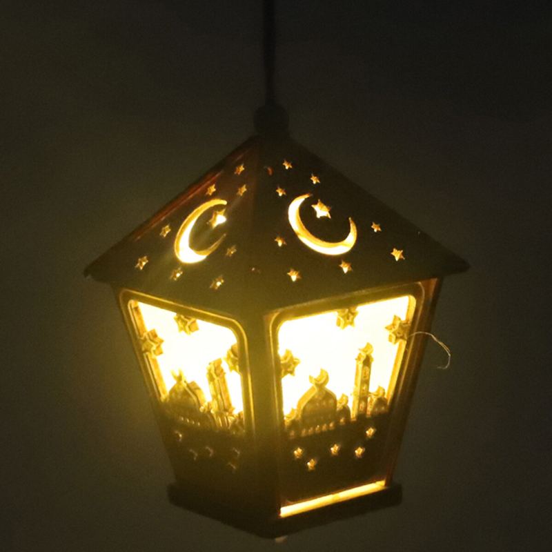 Led Diy House Wooden Lamp Festival Dekorativní Noční Světlo Eid Mubarak Ramadan