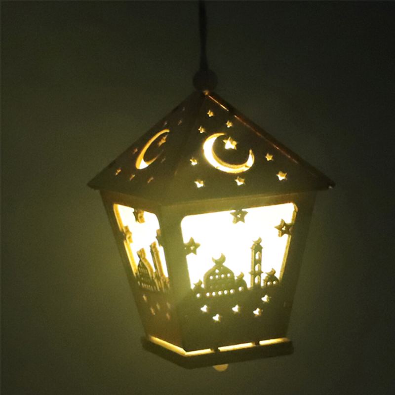 Led Diy House Wooden Lamp Festival Dekorativní Noční Světlo Eid Mubarak Ramadan