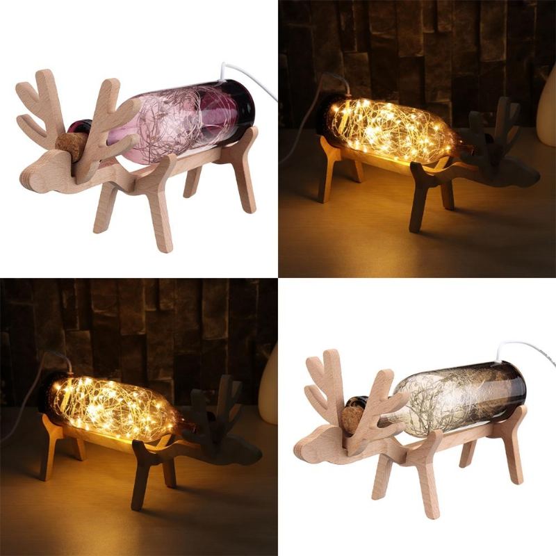 Skleněná Led Víla Elk Deer Light Bottle Jar Noční Světlo Stolní Lampa Vánoční Home Decor Dárek