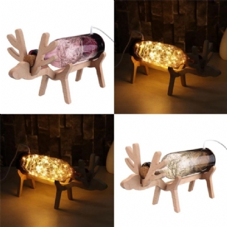 Skleněná Led Víla Elk Deer Light Bottle Jar Noční Světlo Stolní Lampa Vánoční Home Decor Dárek