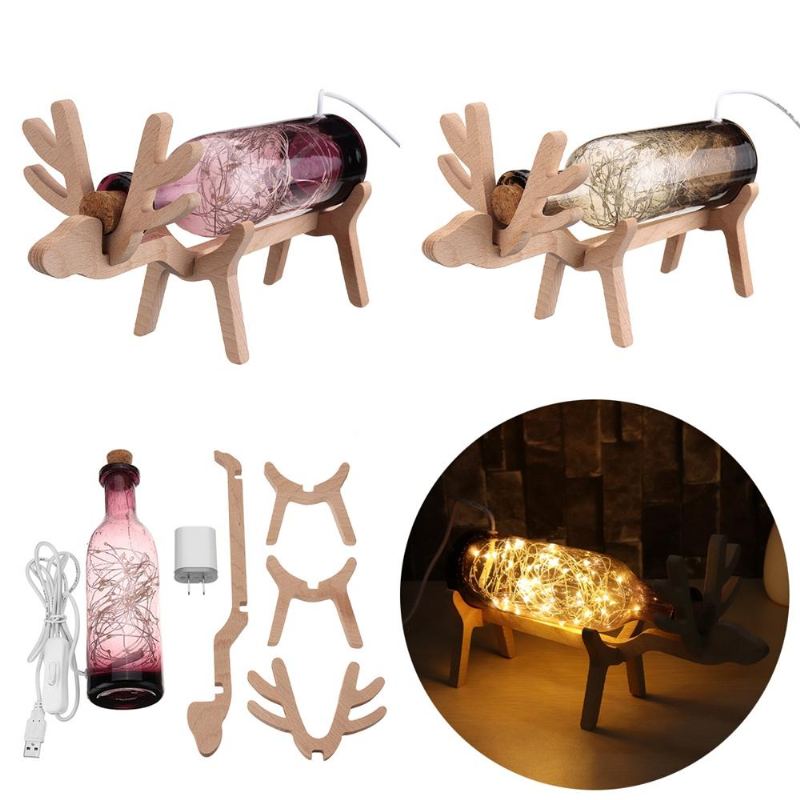 Skleněná Led Víla Elk Deer Light Bottle Jar Noční Světlo Stolní Lampa Vánoční Home Decor Dárek