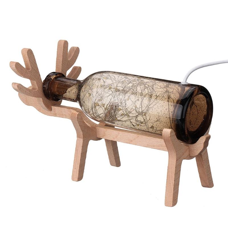 Skleněná Led Víla Elk Deer Light Bottle Jar Noční Světlo Stolní Lampa Vánoční Home Decor Dárek