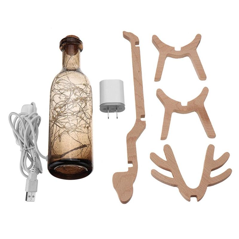 Skleněná Led Víla Elk Deer Light Bottle Jar Noční Světlo Stolní Lampa Vánoční Home Decor Dárek