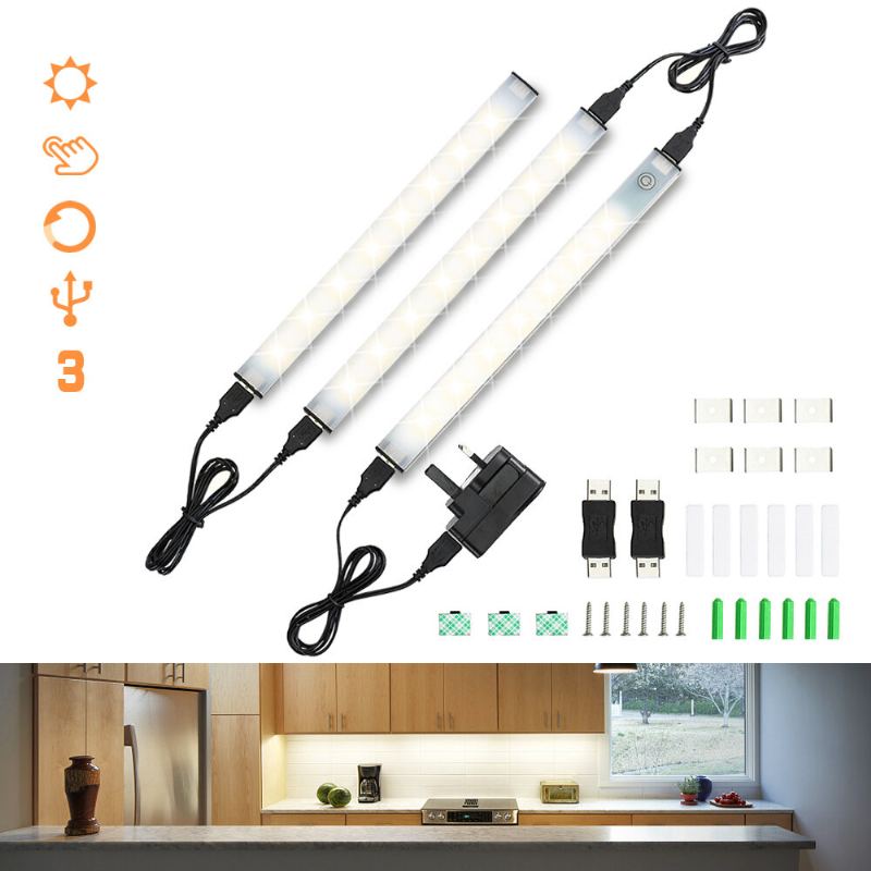 Solmore 3pcs 80 Led Skříňové Světlo Smd2835 Usb Dotykově Stmívatelné Domácí Pokojová Skříň Barová Lampa Eu Zástrčka