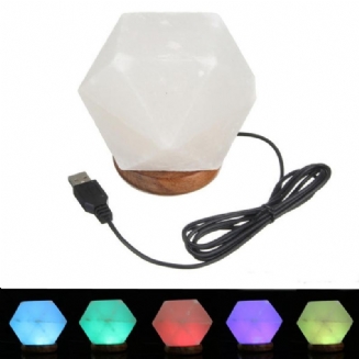 Usb Solná Lampa Natural Crystal Rock Barevné Noční Osvětlení Led