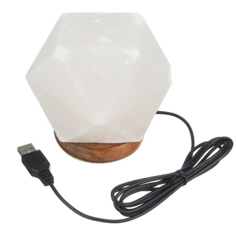 Usb Solná Lampa Natural Crystal Rock Barevné Noční Osvětlení Led