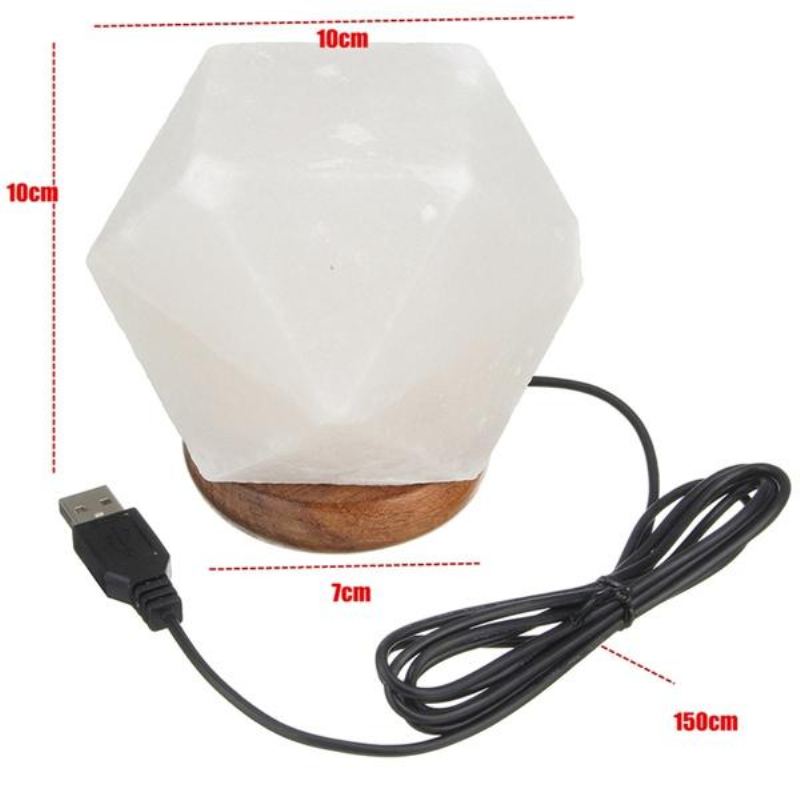 Usb Solná Lampa Natural Crystal Rock Barevné Noční Osvětlení Led