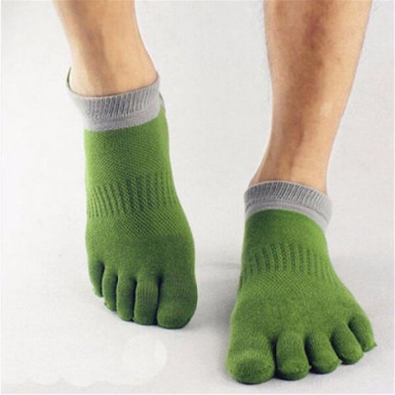 1 Pár Pánských Bavlněných Ponožek Na Pět Prstů Pro Outdoorové Pracovní Bavlny