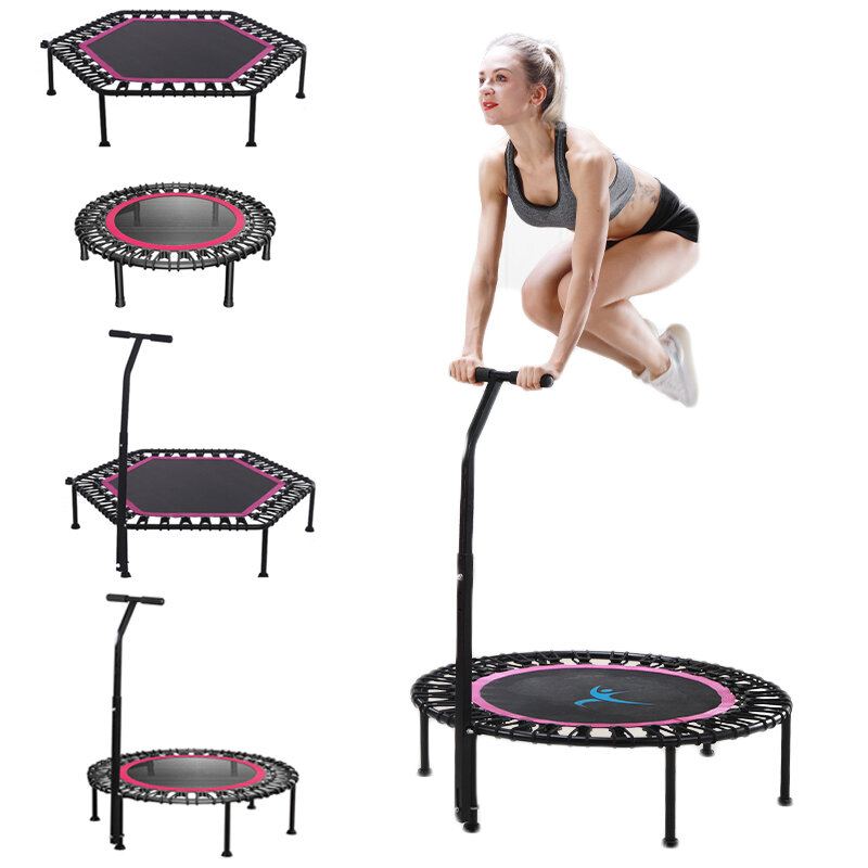 40"/50" Fitness Tichá Mini Trampolína S Nastavitelným Držadlem Dospělí Děti Indoor Gym Bungee Rebounder Jump Trainer