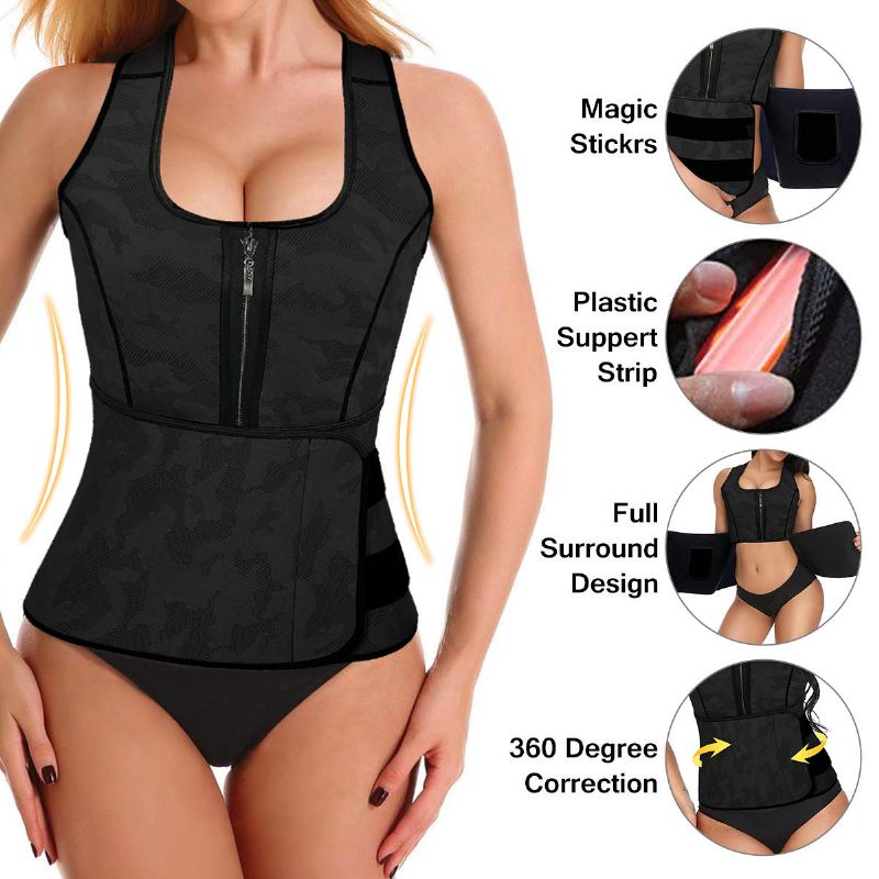 Dámské Pot Saunovací Oblek Body Shaper Pánská Vesta Termo Neopren Trenér Zeštíhlující Pas Tepláky Černá