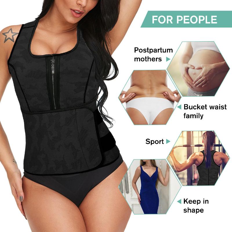 Dámské Pot Saunovací Oblek Body Shaper Pánská Vesta Termo Neopren Trenér Zeštíhlující Pas Tepláky Černá