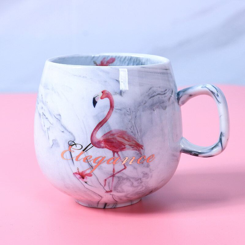 400ml Pár Voda Sklenice Mramorovaný Keramický Šálek Flamingo Unicorn Letter Kávy