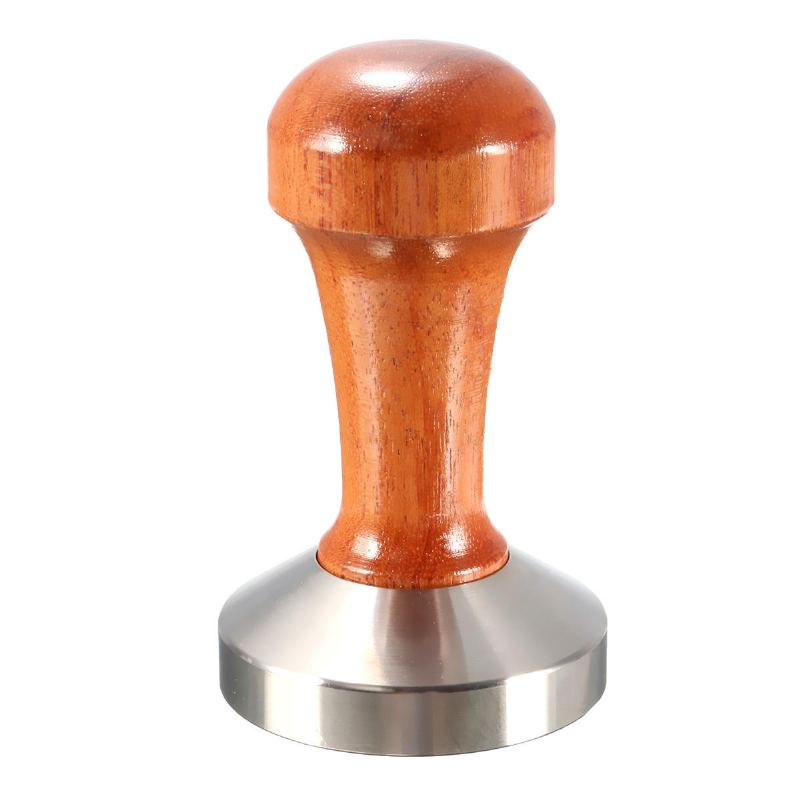 53mm Nerezová Ocel Cafe Coffee Tamper Bean Press For Espresso Flat Base Dřevěná Rukojeť