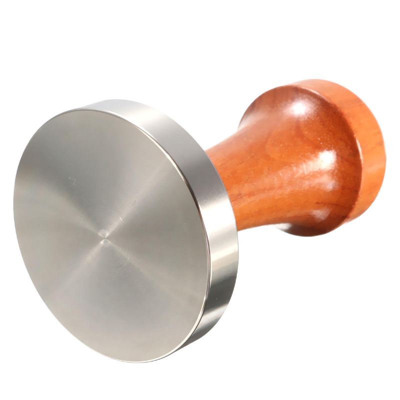 53mm Nerezová Ocel Cafe Coffee Tamper Bean Press For Espresso Flat Base Dřevěná Rukojeť