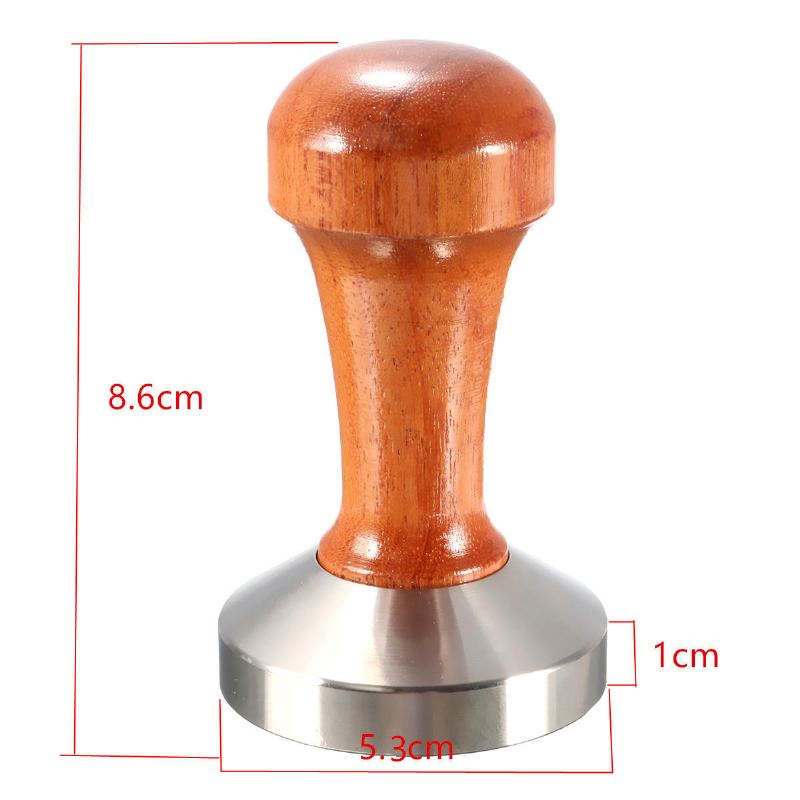 53mm Nerezová Ocel Cafe Coffee Tamper Bean Press For Espresso Flat Base Dřevěná Rukojeť