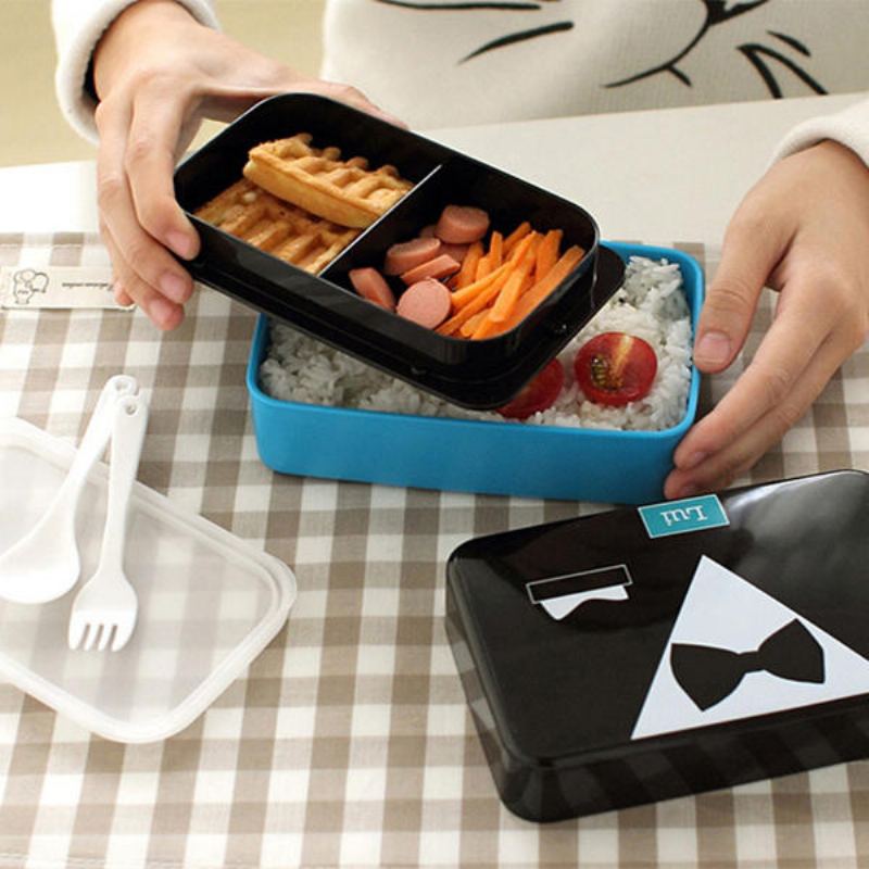 730 Ml 2patrový Plastový Lovely Lunch Box Belt Bento Box Sushi Box Nádoba Na Jídlo