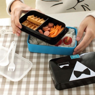 730 Ml 2patrový Plastový Lovely Lunch Box Belt Bento Box Sushi Box Nádoba Na Jídlo
