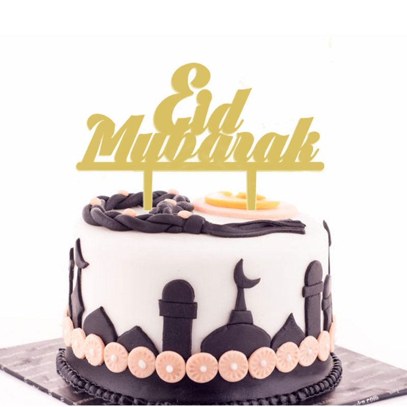 Eid Mubarak Ramadán Iftar Dort Topper Muslim Islám Hajj Dekor Černé Zlato Dekorace Sada Pekařských Poplatků
