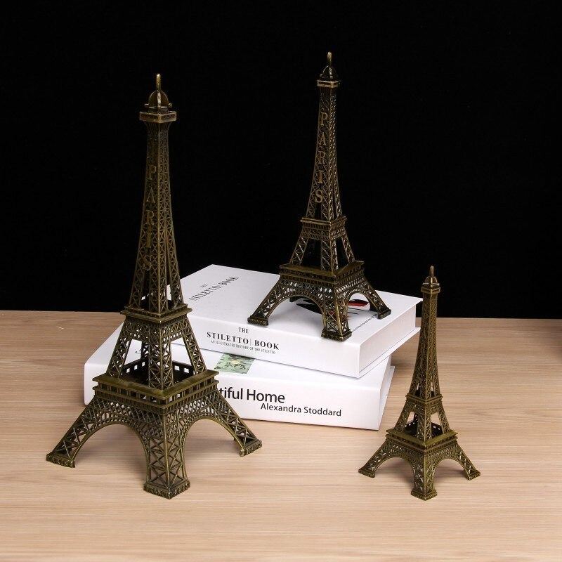 Paříž Eiffelova Věž Figurka Socha Kovové Řemesla Vintage