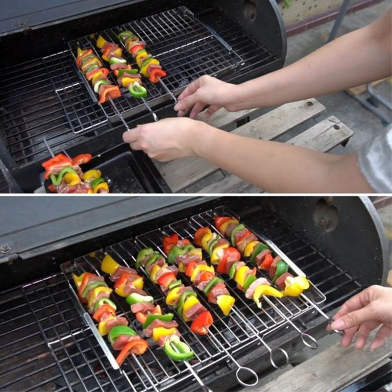 Přenosný Gril Bbq Stojan Z Nerezové Oceli Špíz Maso Jídlo Camping Tool