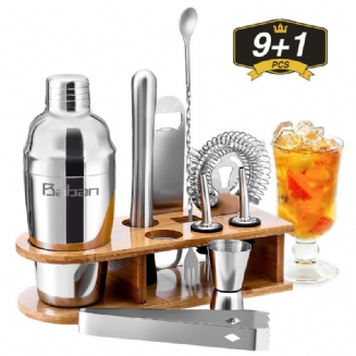 Sada 10ks Barmana Se Stojanem Koktejlových Šejkrů Bar Se Stylovým Bambusovým Perfect Home Bar Tool Set