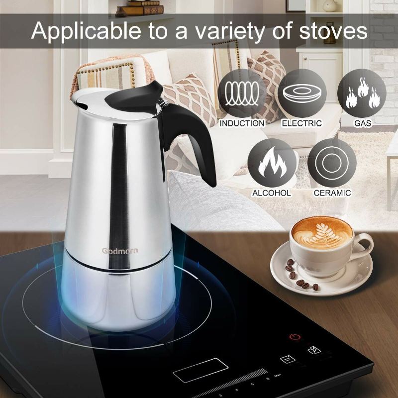 Výrobník Espressa S Varnou Deskou Godmorn Moka Konvička 450 Ml/15 Oz/9 Šálků Classic Cafe Percolator Maker Z Nerezové Oceli Vhodné Pro Indukční Vařiče