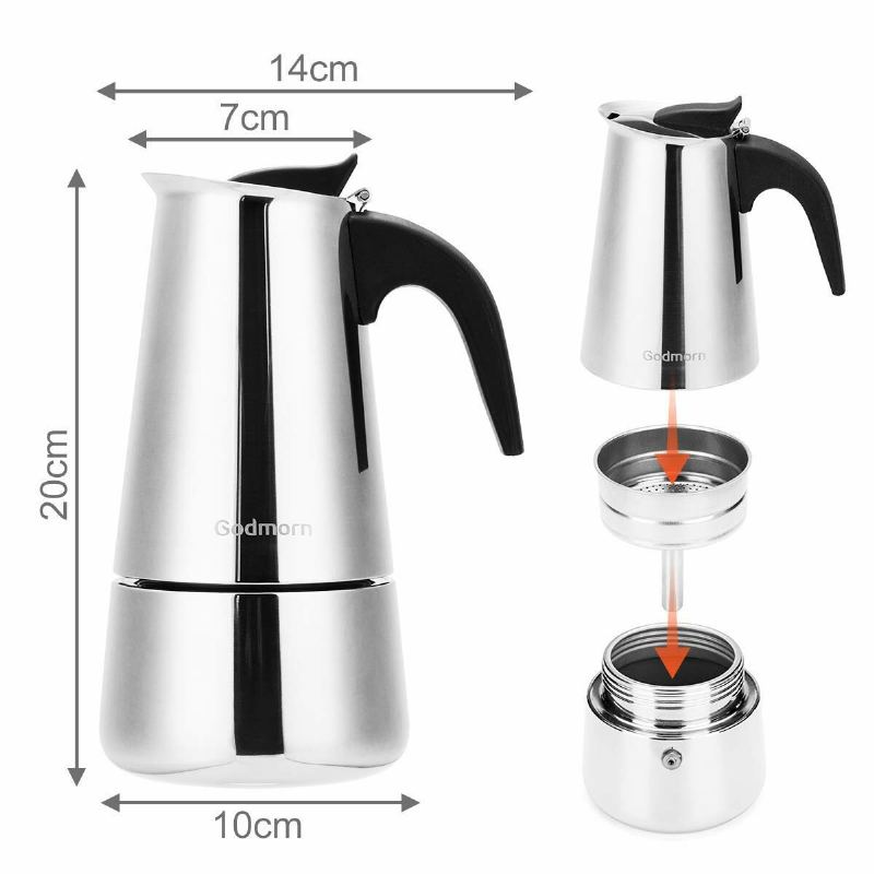 Výrobník Espressa S Varnou Deskou Godmorn Moka Konvička 450 Ml/15 Oz/9 Šálků Classic Cafe Percolator Maker Z Nerezové Oceli Vhodné Pro Indukční Vařiče