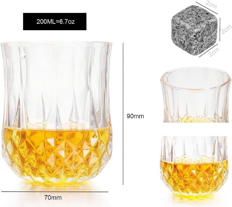 Whisky Stone Set Opakovaně Použitelné Kostky Ledu 8 Ledových Atonů 2 Sklenice Na Nerezové Spony S Fleecovým Sáčkem Dřevěný Dárek Nejlepší Pro Muže