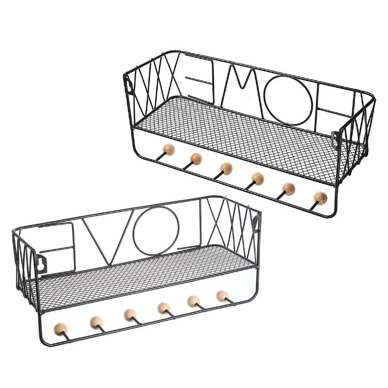 Železná Nástěnná Police S Háčkem Úložný Stojan Závěsný Držák Na Římsu Domácí Dekorace
