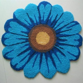 Blue Daisy Koberec Květinová Podložka Ručně Vyrobený Protiskluzový Moderní Koberce Do Kuchyně Oválného Tvaru
