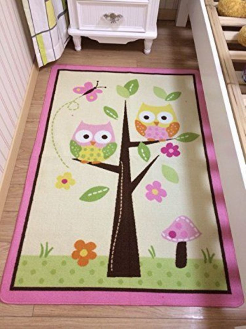 Bytový Textilunikátní Koberec Cartoon Owl Designer Pink Fairy Girls Do Obývacího Pokojejemný Dětský Butterfly