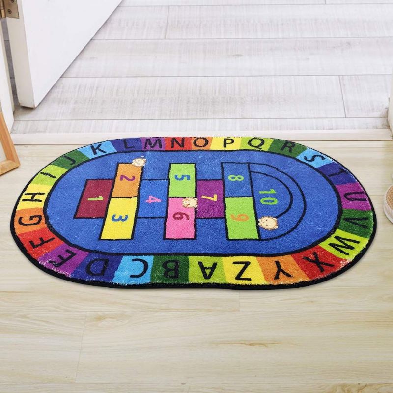 Dětský Koberec Alphabet Hopscotch Živý Oválný Super Měkká Umělá Vlna Dětská Podložka Na Hraní Pro Dětskou Školku