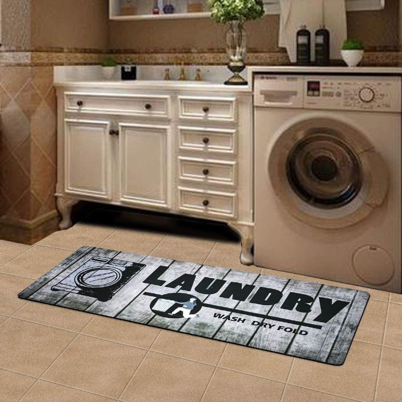 Farmhouse Laundry Room Koberec Neklouzavý Gumový Dekor Dřevěná Prádelna Dekor20x48 Palců