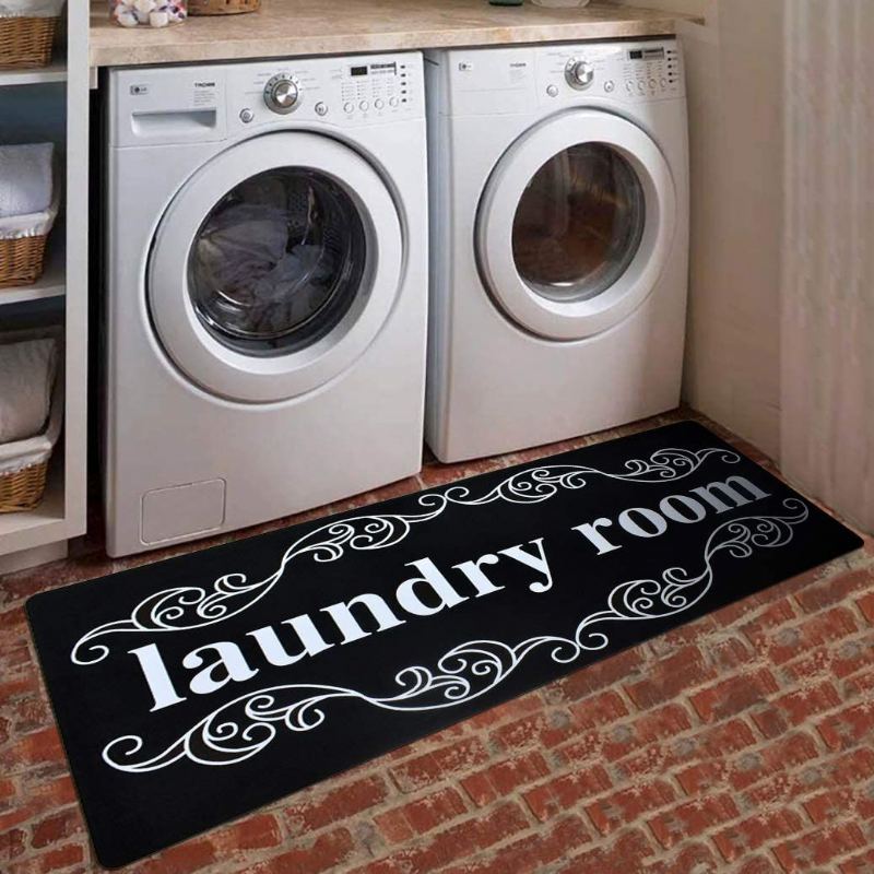 Farmhouse Laundry Rug Runner Koberec Floor Rohož Odolná Podložka Na Praní Koberců Černá Bílá Protiskluzová