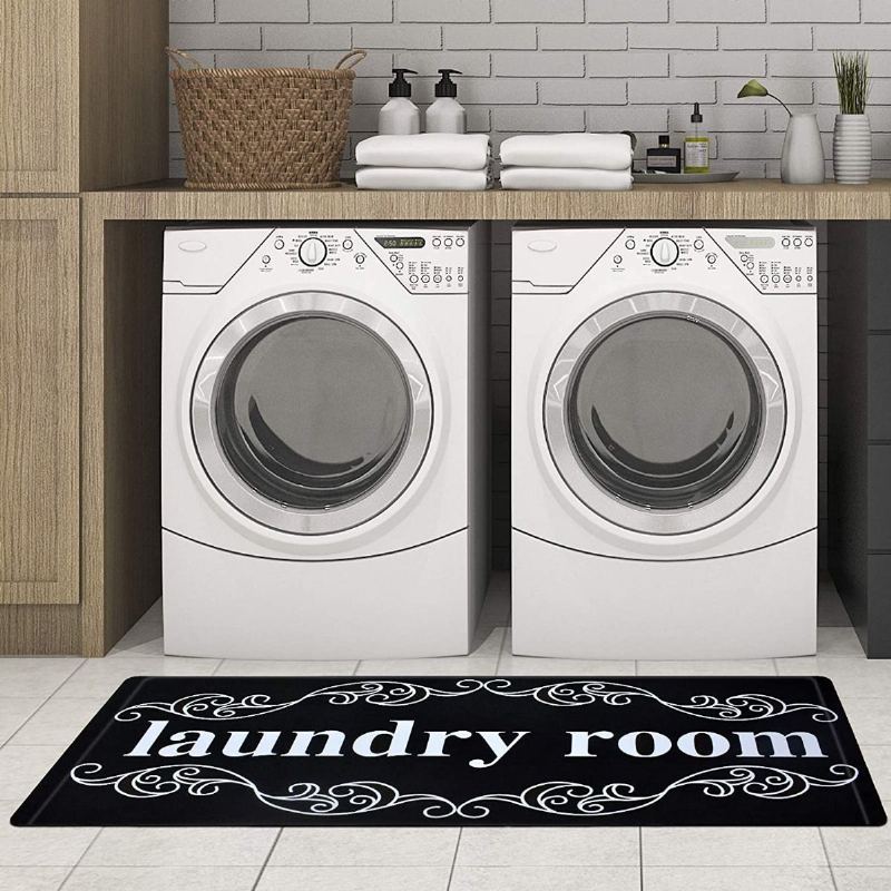 Farmhouse Laundry Rug Runner Koberec Floor Rohož Odolná Podložka Na Praní Koberců Černá Bílá Protiskluzová